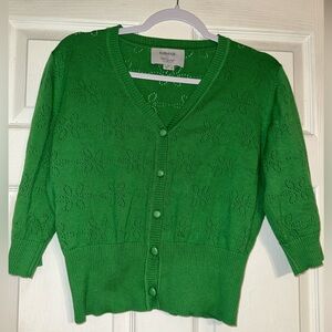 Collectif Loves Top Vintage Green Evie flower cardigan